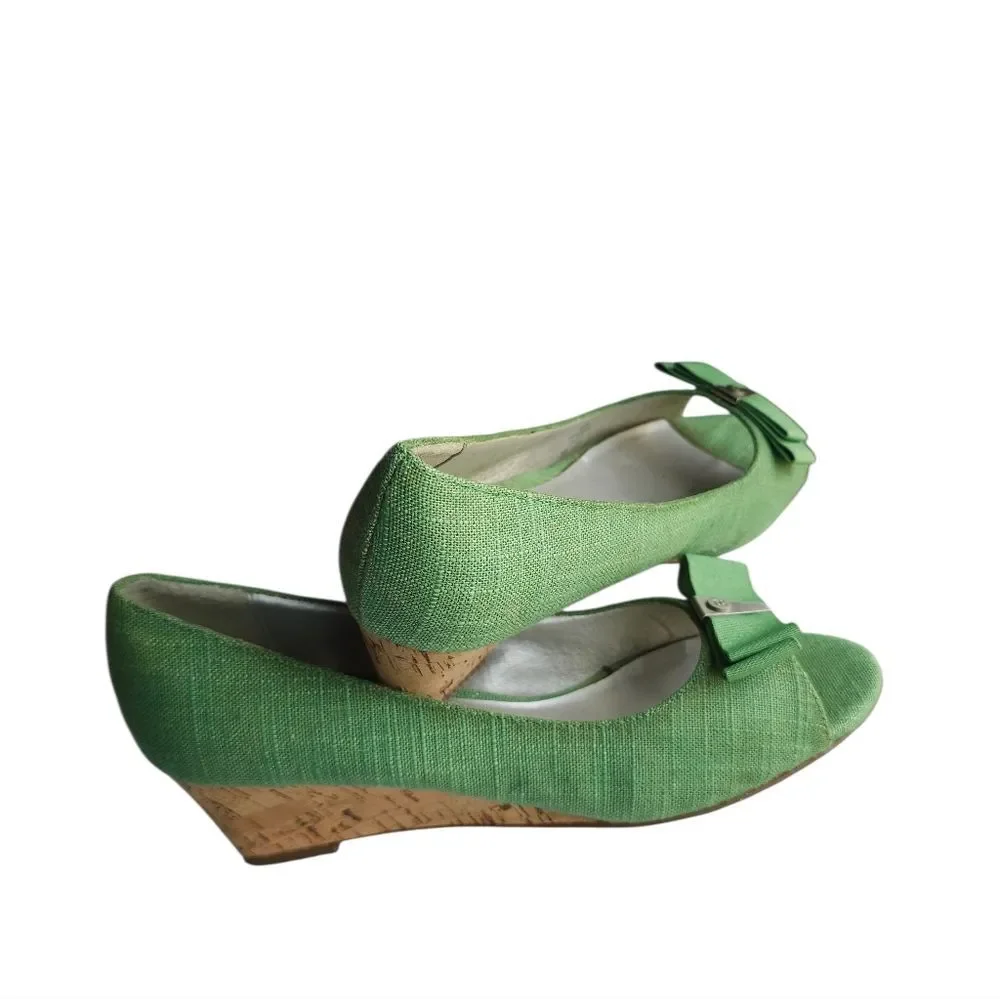 Etienne Aigner Green Wedge Shoes